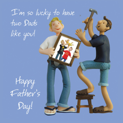 Holy Mackerel Two Dads on Fathers Day, an Erica Sturla 150mm square LGBTQ+ card from, blank inside for your message