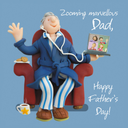 Holy Mackerel Zooming marvellous Fathers Day, an Erica Sturla 150mm square card for Dad from, blank inside for your message