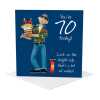 70th birthday card for him - designed by Erica Sturla - 15cm square and blank inside, made in the UK