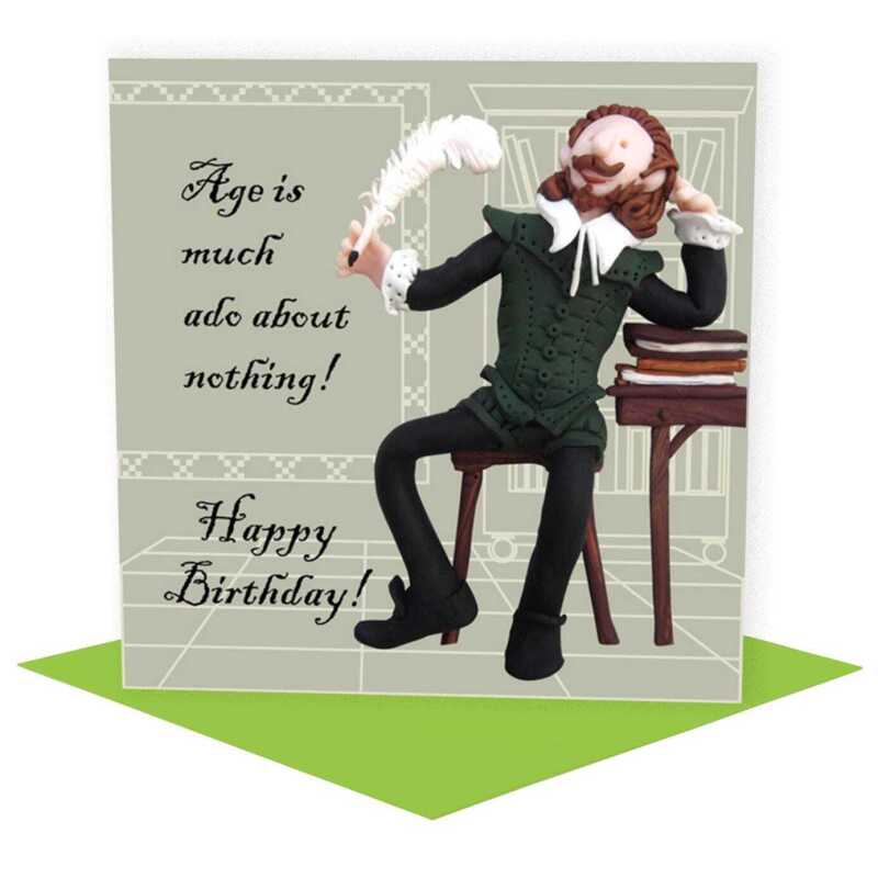 Much ado about nothing, funny Shakespeare birthday card - designed by Erica Sturla - 15cm square and blank inside, made in the UK