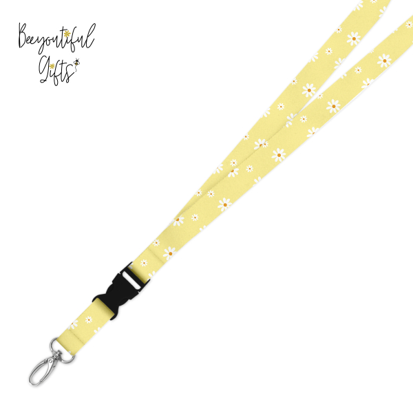 Double Breakaway Lanyard - Daisy Background - Lemon