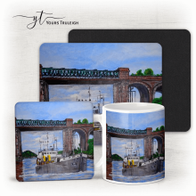 Cadishead Bridges 1 - Ceramic Mug, Hardboard Coaster & Placemat Set - Cadishead Bridges 1