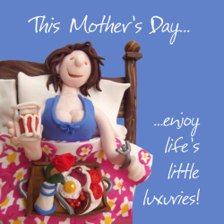 Holy Mackerel little luxuries Mother's Day card for a mum - designed by artist Erica Sturla - 15cm square and blank inside for your message - made in the UK