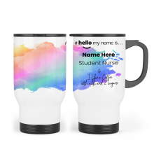 Personalised Travel Mug - Rainbow Splash #Hello My Name Is...