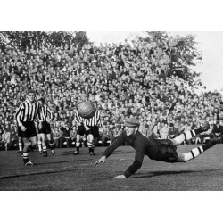 Goalie Black and White Retro Photographic Card by Holy Mackerel Featuring a Vintage Photograph, Blank Inside for Your Message