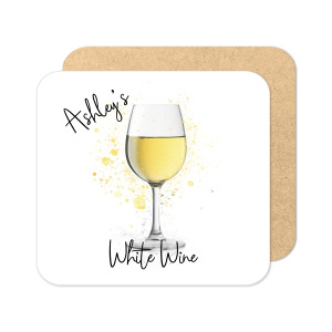 Personalised White Wine Coaster with Splash Effect