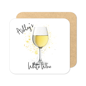 Personalised White Wine Coaster with Splash Effect