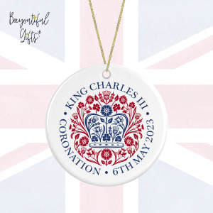 King Charles III Coronation Day May 2023 Official Emblem Ceramic Hanging Decoration