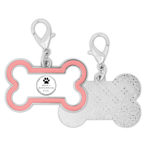 Bear's Empawrium - Bone Shaped Collar Tag with Pink Enamel