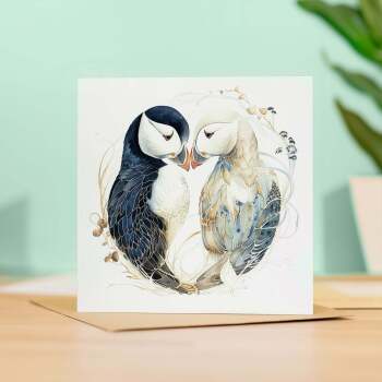 Anniversary Card For Husband Card for Anniversary Card For Wife Puffins Anniversary Card For Couple Engagement Card For Couple Wedding Card