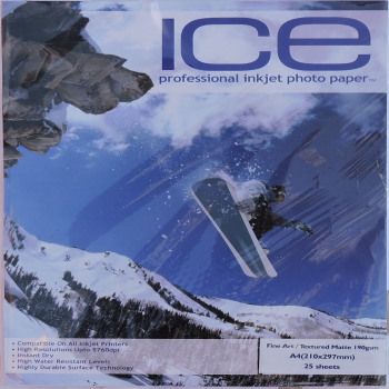 ICE A4 190gsm Fine Art Textured Matte Photo Paper