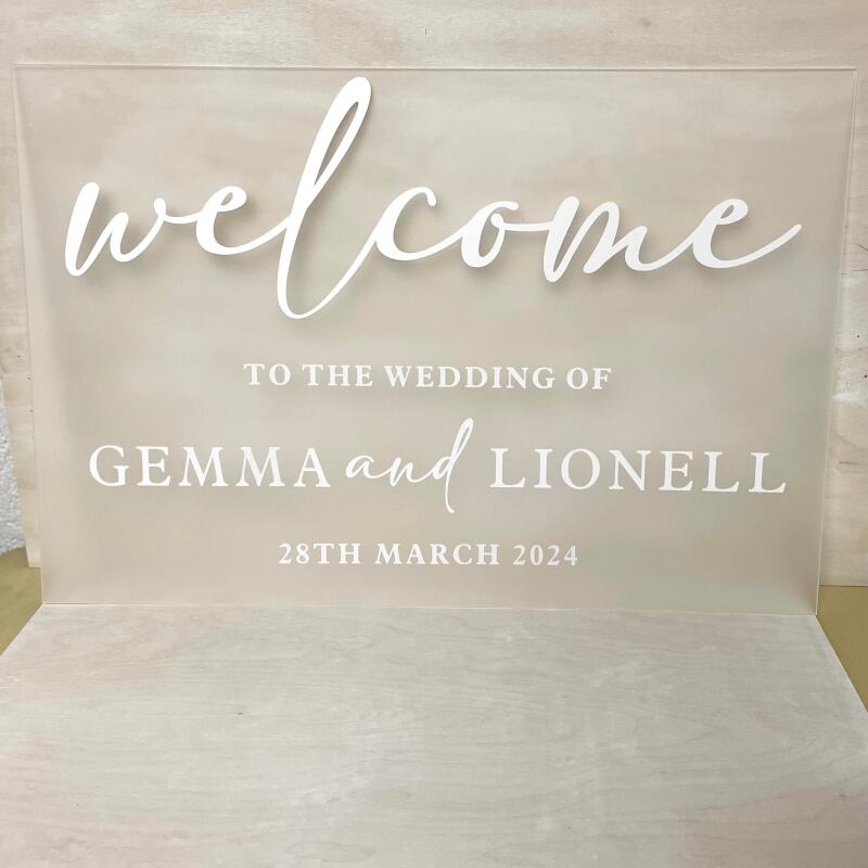 Wedding Welcome Sign / A2 Acrylic Sign / Personalised Sign / Acrylic Welcome Board / Welcome To The Wedding / - A3 CLEAR - Black