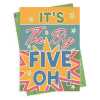 The big five oh, a bright and fun 50th birthday card with a gorgeous printed envelope - 12 x 17cm and blank inside - made in the UK