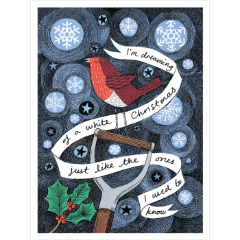 White Christmas - Robin Themed Christmas Card by Artist Lisa Berkshire, 12.7 x 17.7 cm