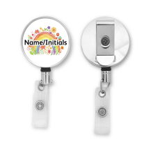 Personalised Metal ID Reel - Rainbow Flowers