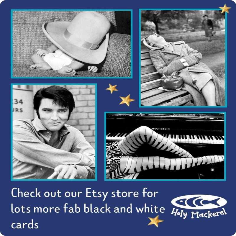 Big pants on bench - vintage black and white themed card featuring underwear in public - 12.6 x 17.7cm and blank inside - made in the UK