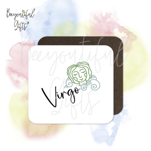 Zodiac Line Art Themed Wooden Coaster - Virgo