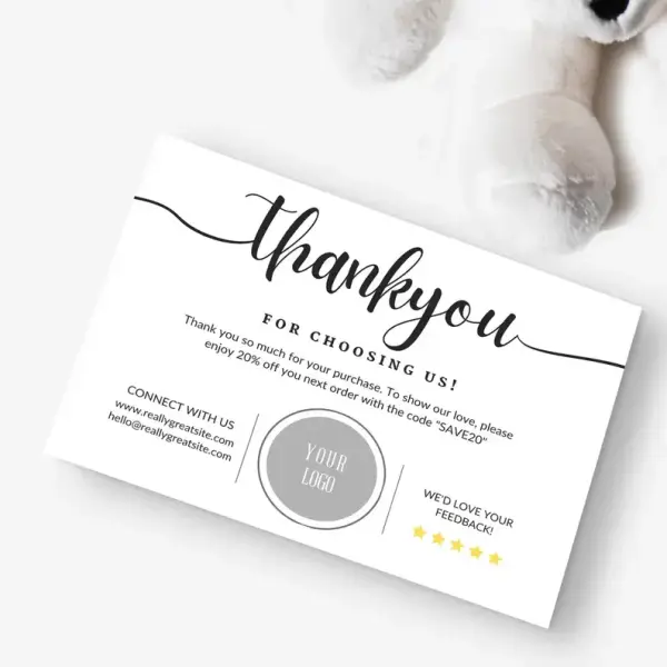 Small Business Thank You Cards - Thank You For Choosing Us - Sample