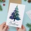 Sister Christmas Card, Watercolour Christmas Tree Design, For Her, Christmas Card - Portrait (5x7) / Blank Inside