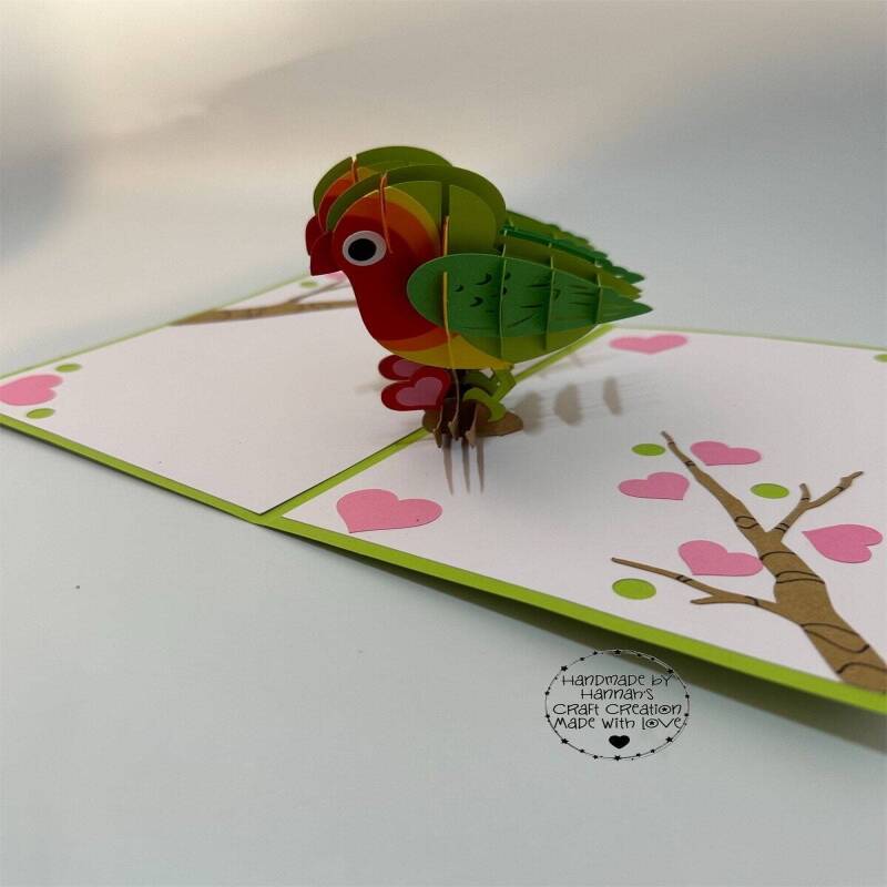 Handmade Love Birds Pop Up Card