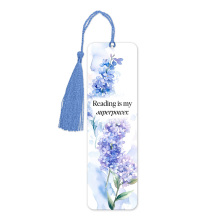 Aluminium Bookmark with Tassel - Reading Is My Superpower - Tall (Approx. 150mm x 45mm) - Double-Sided Print