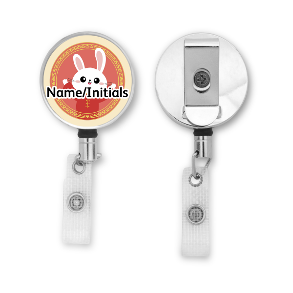 Personalised Metal ID Reel - Cartoon Rabbit Chinese New Year 2023