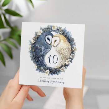10th Wedding Anniversary Card Pretty Owl Design 10 Year Anniversary Tin Wedding Anniversary Card