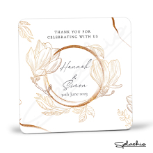 Wedding Favour Coaster For Guests - Golden Floral