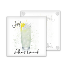 Personalised Vodka & Lemonade Glass Coaster with Splash Effect