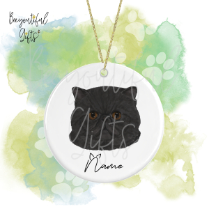 Personalised Watercolour Cat Face Round Ceramic Hanging Decoration - Exotic Shorthair - Face 5