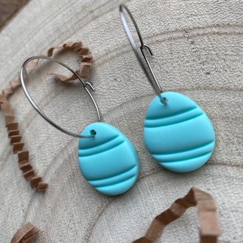 Handmade Pastel Easter Egg Earrings: Polymer Clay, Surgical Steel Hoops