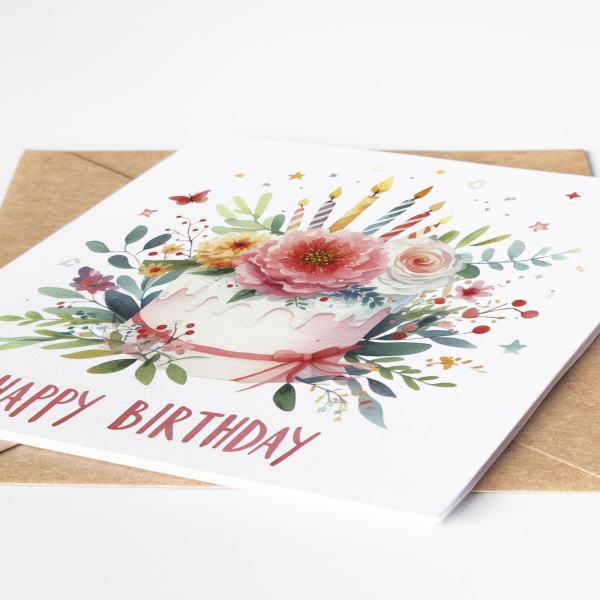 Floral Birthday Cards - Bright Colourful Floral Card - Standard Smooth Card