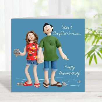 Anniversary card (son and daughter-in-law) - designed by Erica Sturla - 15cm square and blank inside, made in the UK