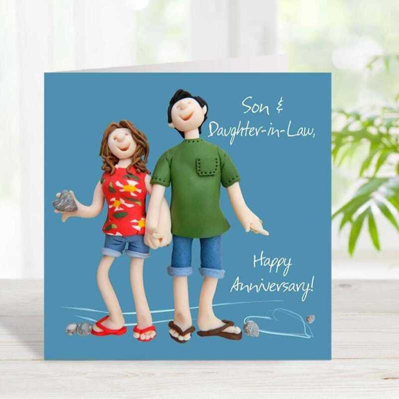 Anniversary card (son and daughter-in-law) - designed by Erica Sturla - 15cm square and blank inside, made in the UK