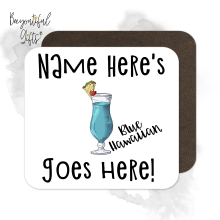 Personalised Cocktail Coaster - Hand Drawn Blue Hawaiian