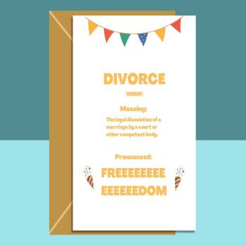 Funny Divorce Card - Freeeedom - Divorce definition - Funny card for him or for her - Personalised message inside if needed.