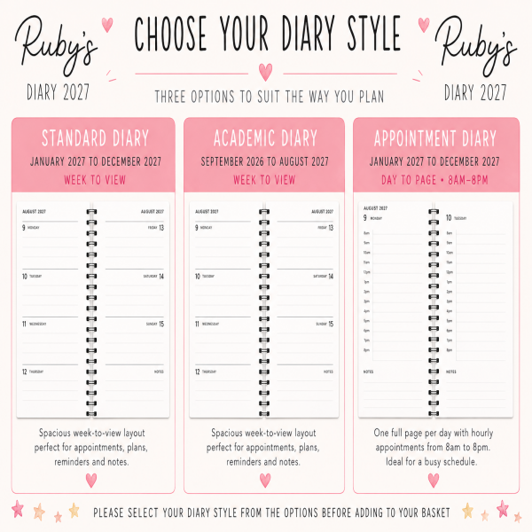 A5 Personalised Spiral Bound Diary - Simple - Standard 2027
