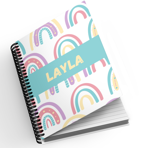 Personalised A5 Notebook - Pastel Rainbows