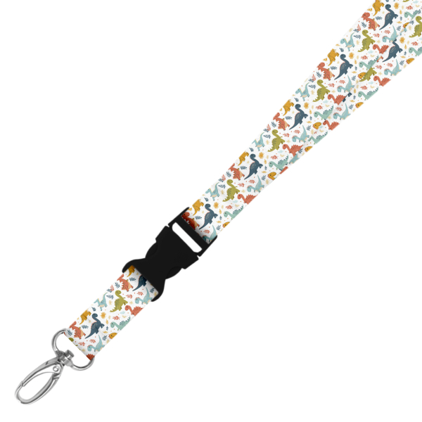 Double Breakaway Lanyard - Colourful Dinosaurs