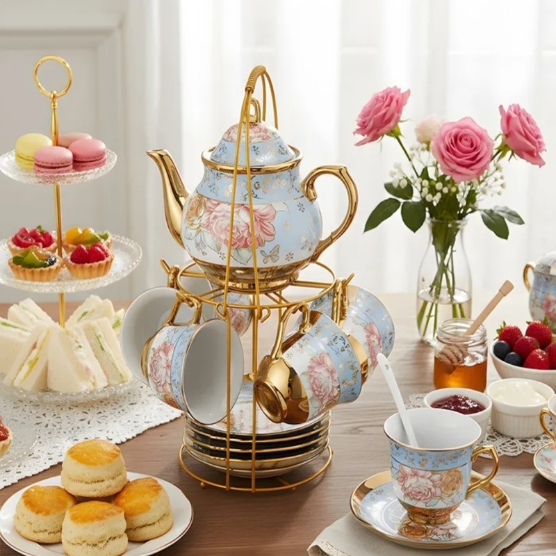 Elegant 20-Piece European Ceramic Tea & Coffee Set