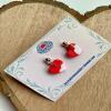 Handmade Red Heart Stud Earrings &ndash; Polymer Clay, Silver-Tone