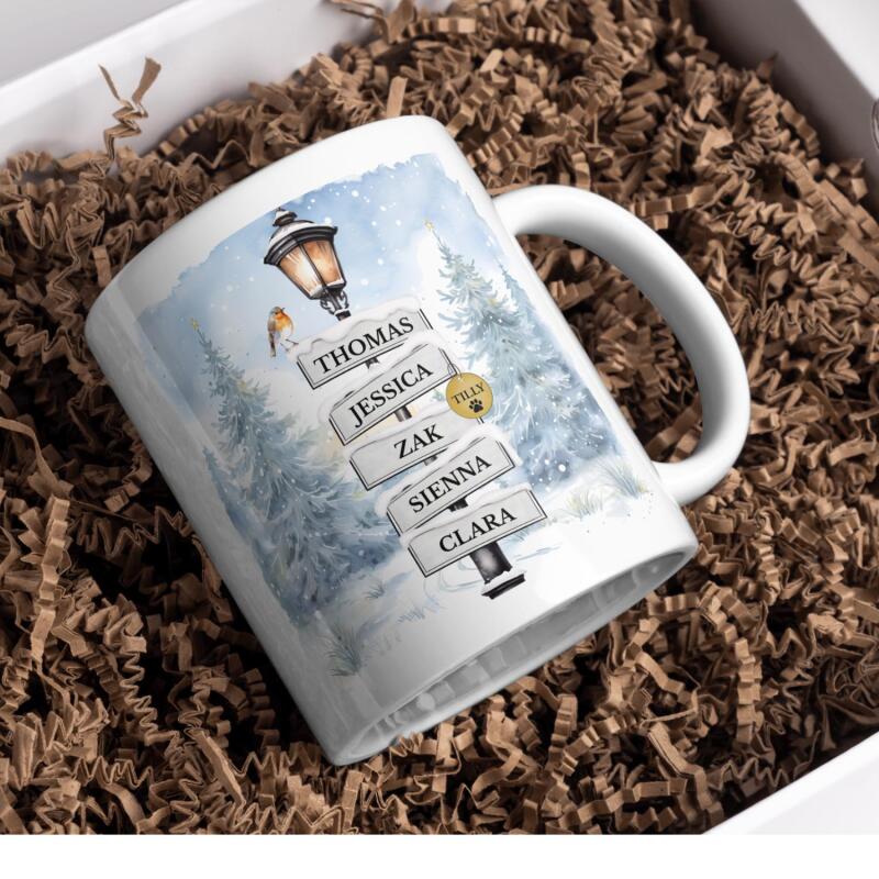 Personalised Family Christmas Sign Post Mug