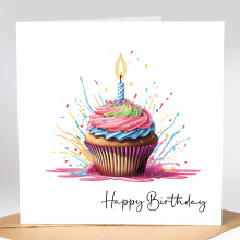 Birthday Card - Happy Birthday Cupcake