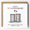 10 Year Anniversary Card For Husband, Wife 10th Anniversary Card, Happy Tin anniversary 10 year Card Funny Greeting Card wife husband - Add a Message