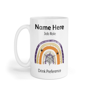 Personalised Ceramic Mug - Halloween Spider Web Rainbow