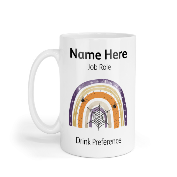 Personalised Ceramic Mug - Halloween Spider Web Rainbow
