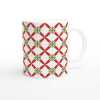 Red Green Petals Pattern Mug - Ceramic White