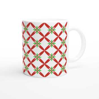 Red Green Petals Pattern Mug
