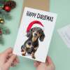 5 x Fun Christmas Card of a Dachshund Dog Wearing A Santa Hat Whimsical Christmas Card For Animal Lover For Him or Her - Small (4x6) / Pack of 5