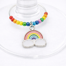 Handmade Wine Glass Charm - Enamel Rainbow Clouds